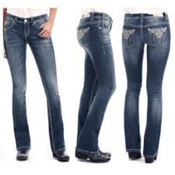 Rock & Roll Cowgirl - Steel Blue Blingy Bootcut - 30 - Picture 1 of 10